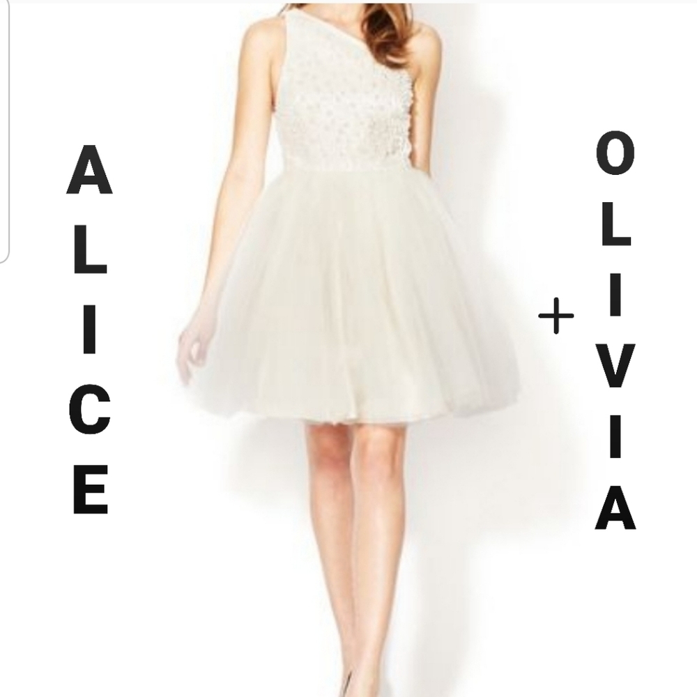 ALICE & OLIVIA "Corinne" Pearl Emblished Dress